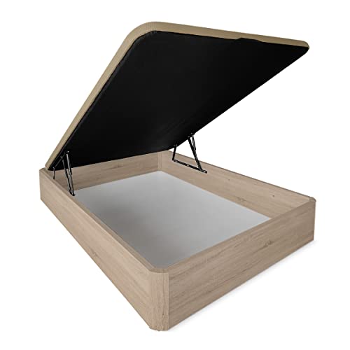 DUÉRMETE ONLINE Klappbares Boxspringbett, verstärkte Kapazität, mit atmungsaktivem Deckel, abgerundete Ecken, Holz, Cambria, 135 x 190 von DUÉRMETE ONLINE