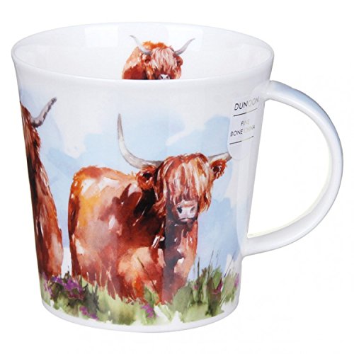 Dunoon Kaffeebecher aus feinem Porzellan, Motiv: Highland Cows Cairngorm von DUNOON