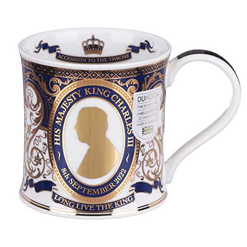 Dunoon Wessex Tasse mit Aufschrift "Celebrating The Accession to The Thron of King Charles III" von DUNOON