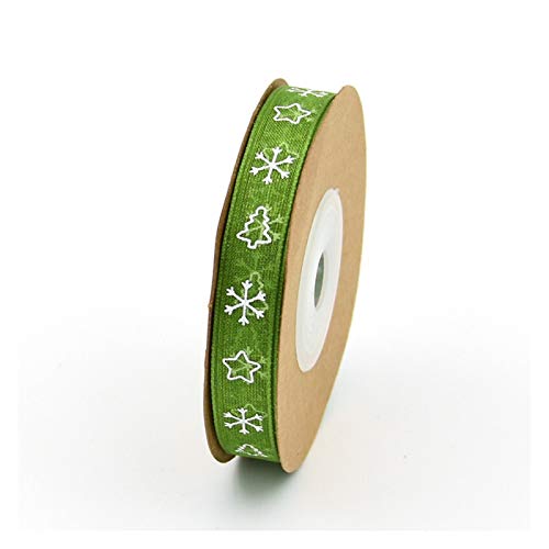 DUO ER 10M 1cm Weihnachtsband Geschenkverpackung Haarschmuck Weihnachtsbaum Snowflake gedruckte Bänder Hochzeit Dekor DIY Fertigkeit (Farbe : Green) von DUO ER