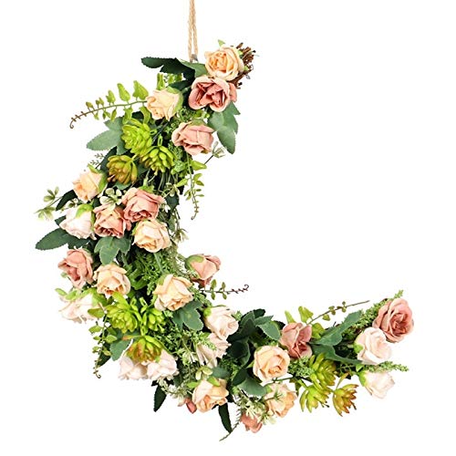 DUO ER Künstliche Blumenkranz Halbe Mondform Rose Blumen Girlande Vordere Tür Kranz Für Haus Hochzeit Party Dekoration von DUO ER