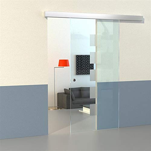 DURADOOR Glasschiebetür Quadrat in Satiniert 900 mm x 2050 mm x 8 mm ESG Kanten poliert Glastür | Schiebetür | Zimmertür von DURADOOR