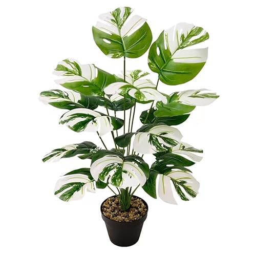 DXJ Künstliche Pflanzen 18 Zweige 55cm Künstliche Tropical Monstera Deko Pflanzen Hochrealistisch Plastik Kunstpflanze Deko Modern für Heim Büro Bad Küche und Indoor Dekoration von DXJ