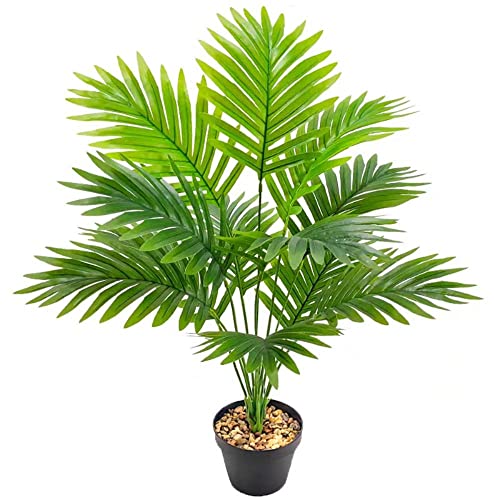 DXJ Kunstpflanzen Groß Areca Kunstpalme 68 cm Hoch 12 Zweige im Topf Künstliche Pflanze Tropical Hawaii Grün Fake Plant für Schlafzimmer Büro Garten Hochzeit Party Deco von DXJ