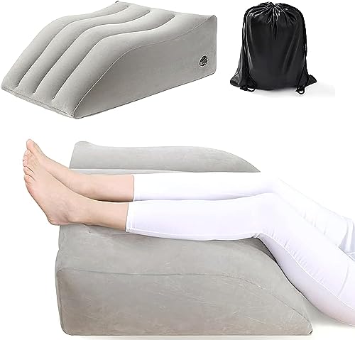 DXJ Venenkissen, Beinerhöhung, Kissen für die Knie zum Schlafen, aufblasbares Keilkissen, Komfort, verbessert die Durchblutung und reduziert Schwellungen (grau) von DXJ