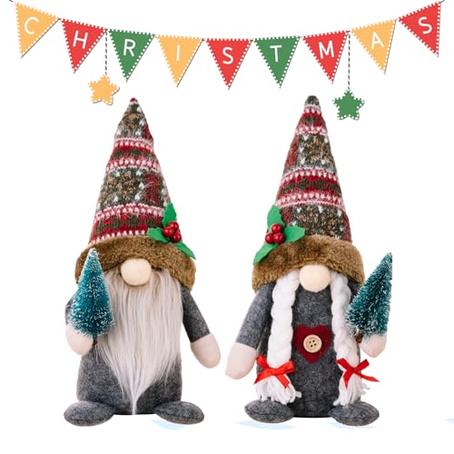 DZAY Weihnachtswichtel Weihnachtsdeko Wichtel Figur Esichtslose Plüsch Puppen,Weihnachts Wichtel Weihnachtsbaum in Hand Weihnachtszwerg Figuren Schwedischer Tomte Gnom Weihnachten Dekoration von DZAY