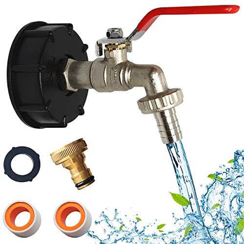 DZAY IBC Tank Zubehör,IBC Tank Tap Adapter,1/2'' Messing IBC Tank Adapter Brass S60X6 Grobgewinde 1000L IBC Adapter Mit Gewebedichtband und Messinggelenk,IBC Wassertank Zubehör Für Regenwassertanks von DZAY