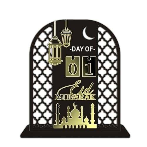 Ramadan Kalender Dekorative Adventskalender Ramadan Deko,Eid Mubarak Dekoration Ramadan Planer aus Acryl,Umrah Mubarak Deko Countdown Kalender Tischdekoration Wohnzimmer (Schwarz) von DZAY