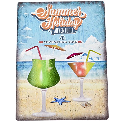 Blechschild -Maritim Summer Holiday- 40x30cm bunt Dekoration Wandbild Vintage Design von Dadeldo Living & Lifestyle
