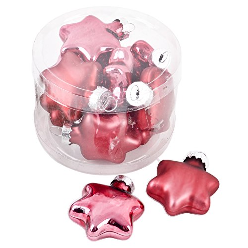 Weihnachtskugel Sterne Premium 10er Set Glas 5x4x2cm Xmas Baumschmuck (Pink) von Dadeldo