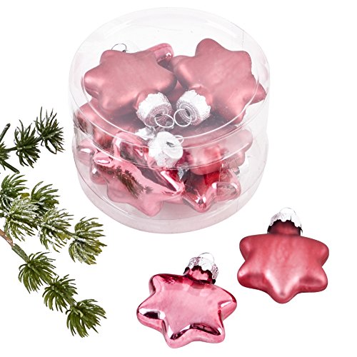 Weihnachtskugel Sterne Premium 10er Set Glas 4x4x2cm Xmas Baumschmuck (Pink) von Dadeldo