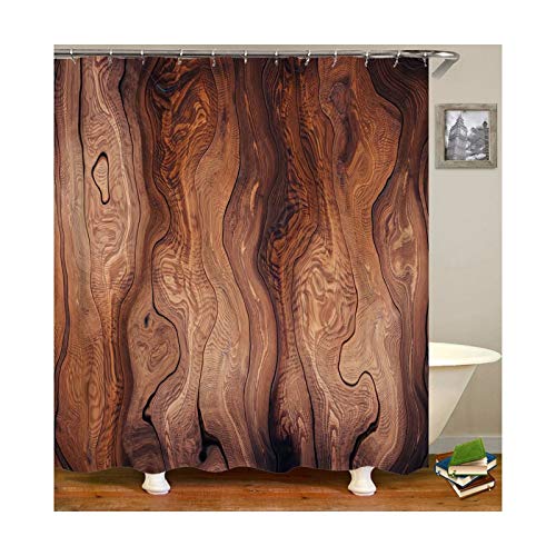 Daesar Badewannen Duschvorhang 120x180 Holz Anti Schimmel Duschvorhang Waschbar Polyester-Stoff von Daesar