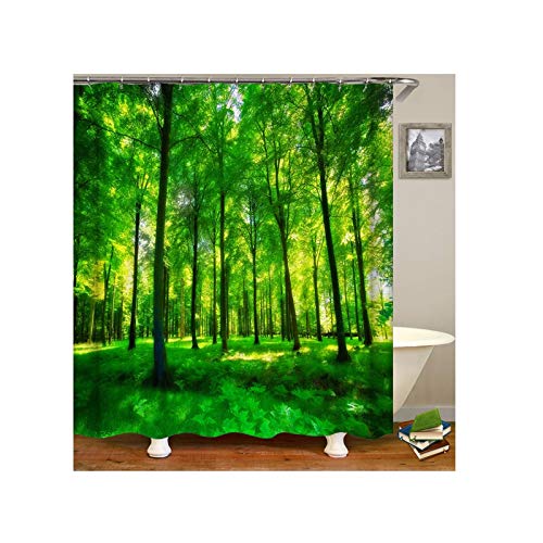 Daesar Badvorhang Anti-Schimmel 90x180 Sonnenschein Wald Badezimmer Duschvorhang aus Polyester-Stoff von Daesar
