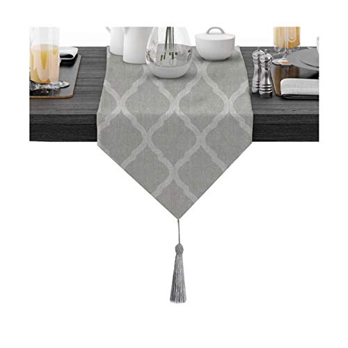 Daesar Baumwolle Tischläufer Abwaschbar, Tischläufer 30x140CM Modern mit Rhombus Muster Grau Tischdekoration für Zuhause Restaurant Speisetisch von Daesar