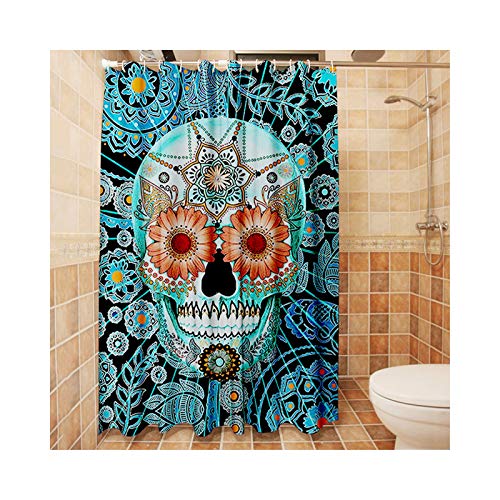 Daesar Polyester-Stoff Badezimmer Duschvorhang 180x180 Totenkopf Badvorhang Anti-Schimmel von Daesar