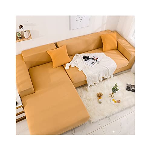 Daesar Sofabezug L Form 2er Set Wasserdicht, Überwurf für Sofa Elastisch 190-230 Gelb Couch Überzug Eckcouch 3 Sitzer von Daesar