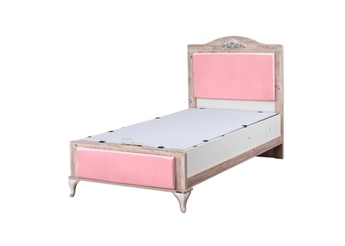 Dafne Italian Design Einzelbett Gold Pink Farbe Weiß, Holz hell und rosa 106 x 132 x 206 cm inkl. Matratze 100 x 200 x 25 cm von Dafne Italian Design