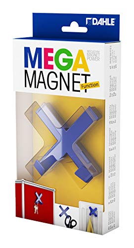 Dahle Mega Magnet CROSS XL (70 x 70 mm, inkl. 2 Haken zum Aufhängen von Gegenständen) blau von Dahle