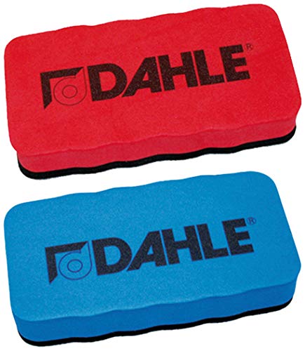Dahle Whiteboard Schwamm (Magnetischer Wischer für Trockenreinigung auf vielen Oberflächen) blau (Schwamm, Blau, 1) (Schwamm Doppelpack Rot/Blau) von Dahle