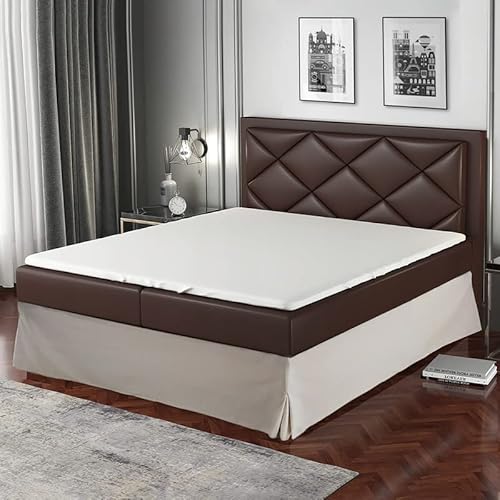 Betthusse 140x190 Beige – 4 Rüschen von 30 cm für Bett 140x190 cm – Bettüberwurf 140x190 cm – Bezug für Lattenrost 140x190 cm – Bettvolant von Dahlica