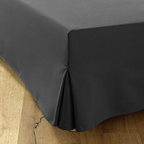 Betthusse 90x190 Grau - 4 Rüschen von 30 cm für Erwachsenenbett – Bettvolant 90 x 190 cm, Bettrock 90 x 190 cm - Lattenrost 90 x 190 cm von Dahlica