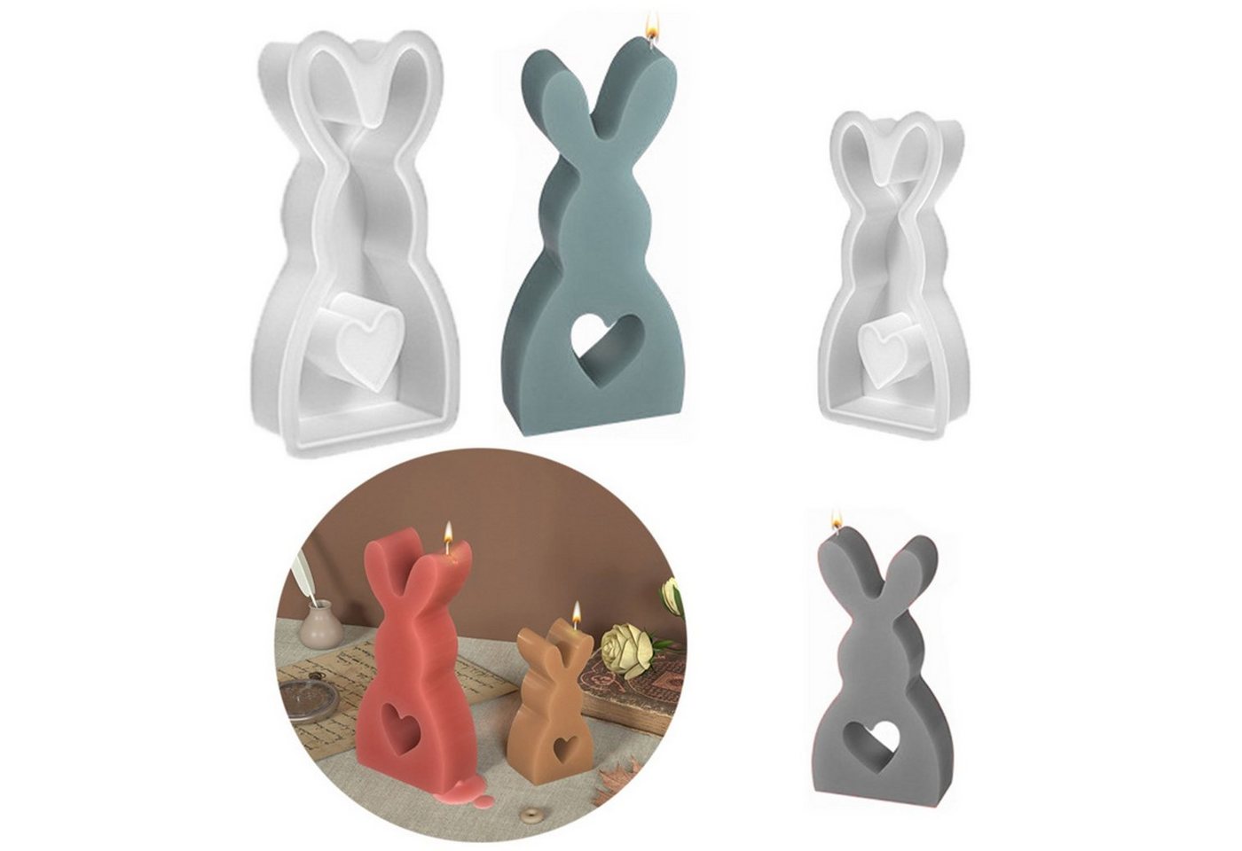 Daisred Modellierwerkzeug 2 Stück 3D Ostern Kaninchen Silikonformen Gießformen von Daisred