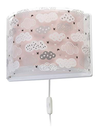 Dalber kinder Wandlampe kinderzimmer, Kinderlampe Wandleuchte Clouds Rosa kinderzimmerlampe, 41418S, E27 von Dalber