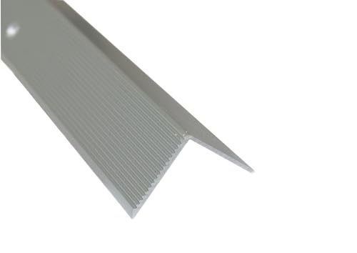 Dalsys Treppenkantenprofil Vinyl, Laminat zum Schrauben Silber 200cm x 20mm x 20mm Winkelprofil aus Aluminium eloxiert von Dalsys