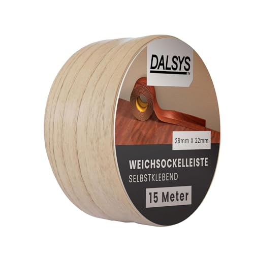 Dalsys Weichsockelleiste selbstklebend Buche 15m Klebeleiste, Abschlussleiste für Fugen in Wohnbereich, Küche, Bad, aus PVC Kunststoff von Dalsys