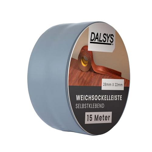 Dalsys Weichsockelleiste selbstklebend Dunkelgrau 15m Klebeleiste, Abschlussleiste für Fugen in Wohnbereich, Küche, Bad, aus PVC Kunststoff von Dalsys
