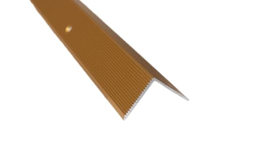 Dalsys Treppenkantenprofil Vinyl, Laminat zum Schrauben Gold 100cm x 20mm x 20mm Winkelprofil aus Aluminium eloxiert von Dalsys