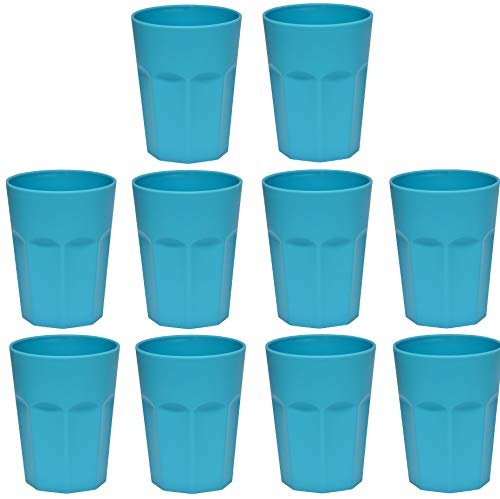 Design 10x BPA Freie Trinkbecher Kunststoffbecher Plastikbecher Wiederverwendbar Cocktailglas in Blau 0,25l stapelbar von Damilo