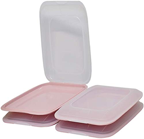 Design 4X Aufschnittboxen/Frischhalteboxen/Frischhaltedose stapelbar in der Farbe Rosa geeignet für Aufschnitt wie Wurst und Käse und vieles mehr in der Größe 25x17x3.3cm von Damilo