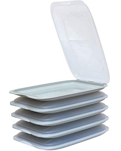 Design 5x Aufschnittboxen/Frischhalteboxen/Frischhaltedose stapelbar in der Farbe Grau geeignet für Aufschnitt wie Wurst und Käse und vieles mehr in der Größe 25x17x3.3cm von Damilo