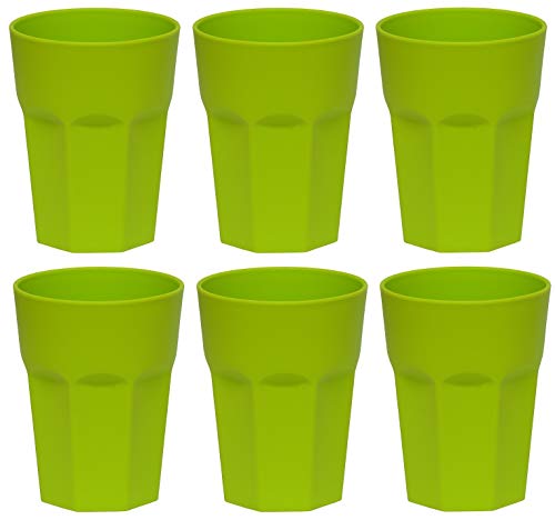 Design 6x BPA Freie Trinkbecher Kunststoffbecher Plastikbecher Wiederverwendbar Cocktailglas in Grün 0,25l stapelbar von Damilo