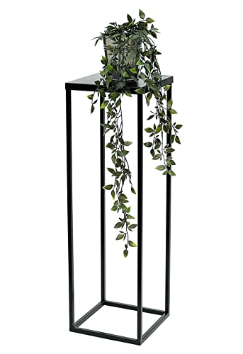 DanDiBo Blumenhocker Metall Schwarz 70 cm Eckig Blumenständer Beistelltisch FRA-005 Blumensäule Modern Pflanzenständer Pflanzenhocker von DanDiBo
