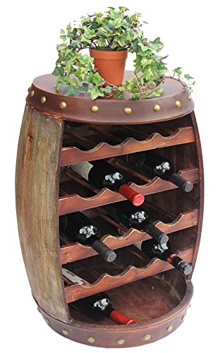 DanDiBo Weinregal Holz mit Ablage Weinfass 1546 Fass 70cm Flaschenregal Flaschenständer Weinständer Bar von DanDiBo
