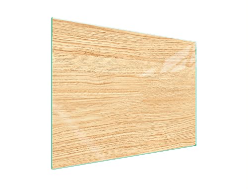 DarHaus Herdabdeckplatte 70x52 Einteilig Glas Elektroherd Induktion Herdschutz Spritzschutz Glasplatte Deko Schneidebrett, Holz Beige von DarHaus