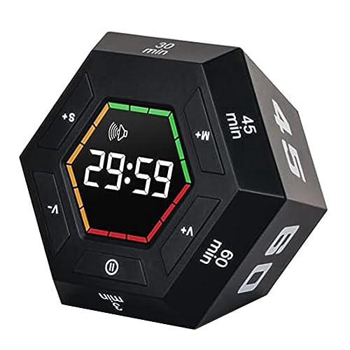 Daroplo 1 Stück Pomodoro Timer Produktivitäts-Timer Aus Schwarzem Kunststoff 3, 5, 15, 30, 45, 60 Minuten Voreingestellter Intelligenter Countdown-Timer von Daroplo