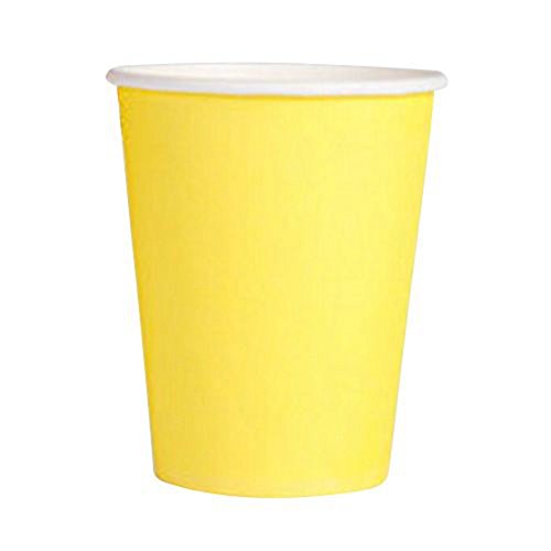 Daroplo 20 Pappbecher (266 ml) – einfarbig, einfarbig, für Geburtstag, Catering, Gelb von Daroplo