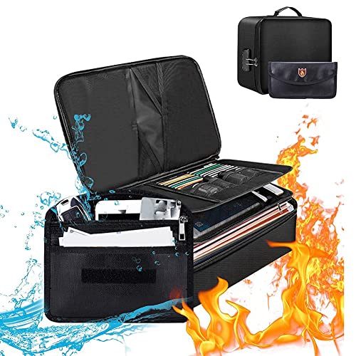 Daroplo Feuerfeste Ordnertaschen, Feuerfeste und Wasserdichte Dokumentenbox mit Geldtasche, Feuerfeste Safetasche mit Schloss von Daroplo