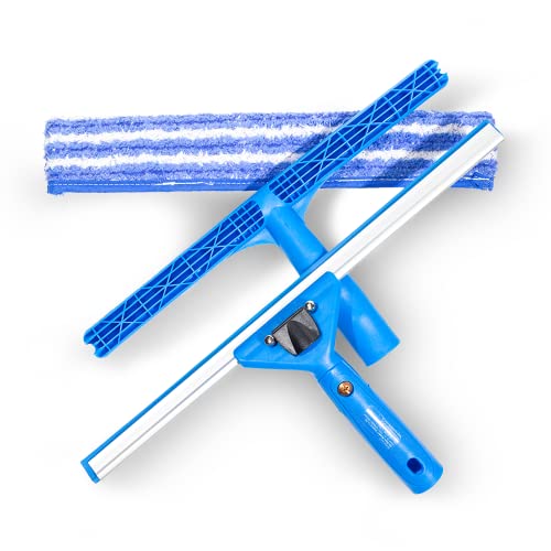 Das Blaue Wunder | Swivel Loc Fenster Set | Fenster- und Glasreinigung | Stufenlos verstellbar | für Rechts- und Linkshänder| Einwascher Abzieher Bambusbezug (Swivel Loc Fenster Set (3 TLG.)) von Das blaue Wunder