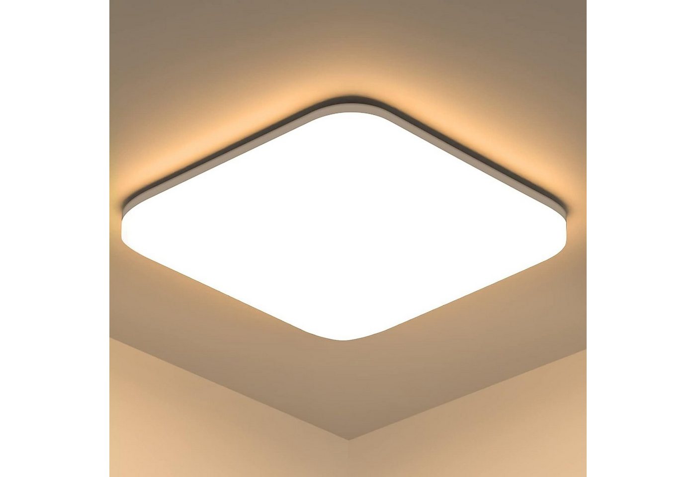 Daskoo Deckenleuchten 18W 1600LM IP54 LED Deckenlampe Wohnzimmer 22 x 22 cm, LED wechselbar, Warmweiß, Kaltweiß, LED Deckenleuchte von Daskoo
