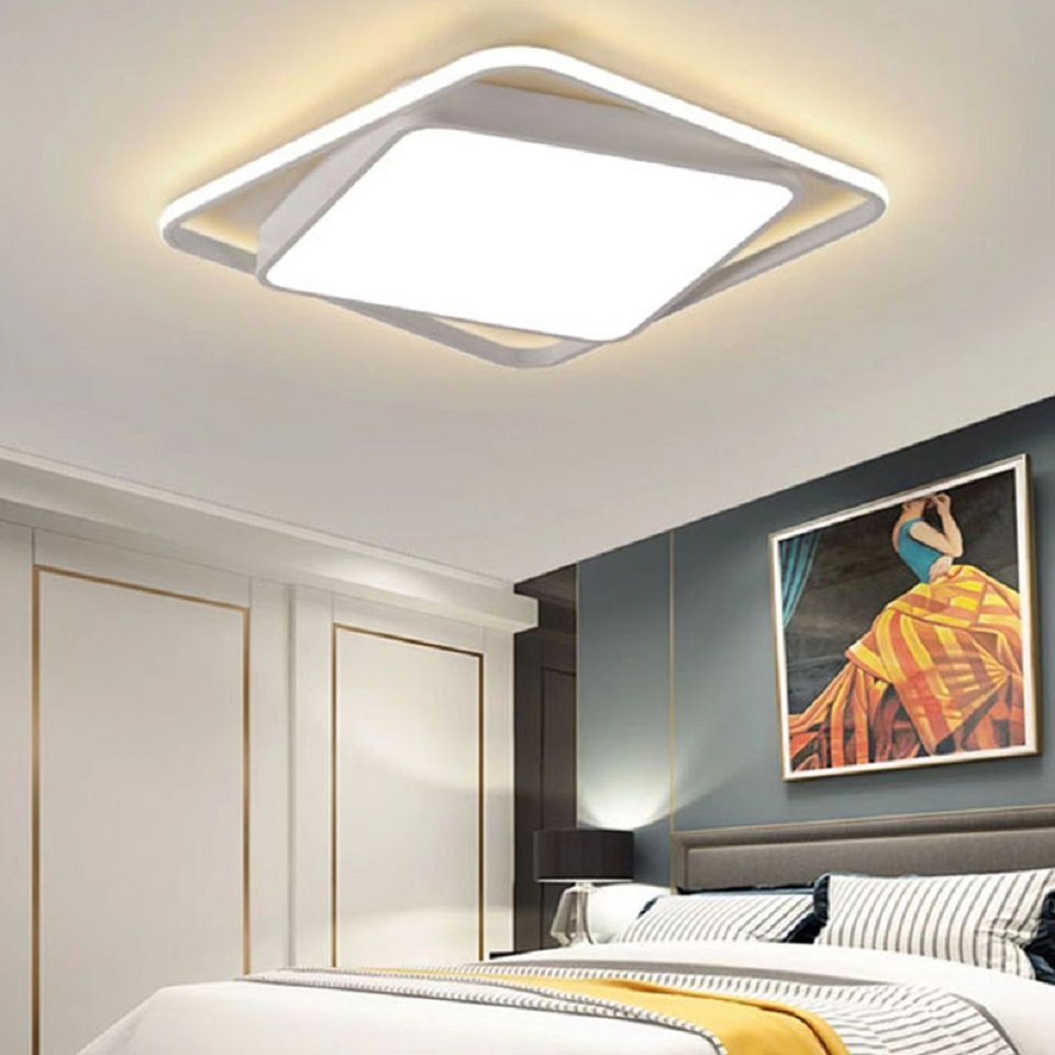 Daskoo Deckenleuchten 37W Quadrat Moderne LED Deckenlampe mit Fernbedienung Wohnzimmer, LED fest integriert, Warmweiß/Neutralweiß/Kaltweiß, LED Deckenleuchte von Daskoo