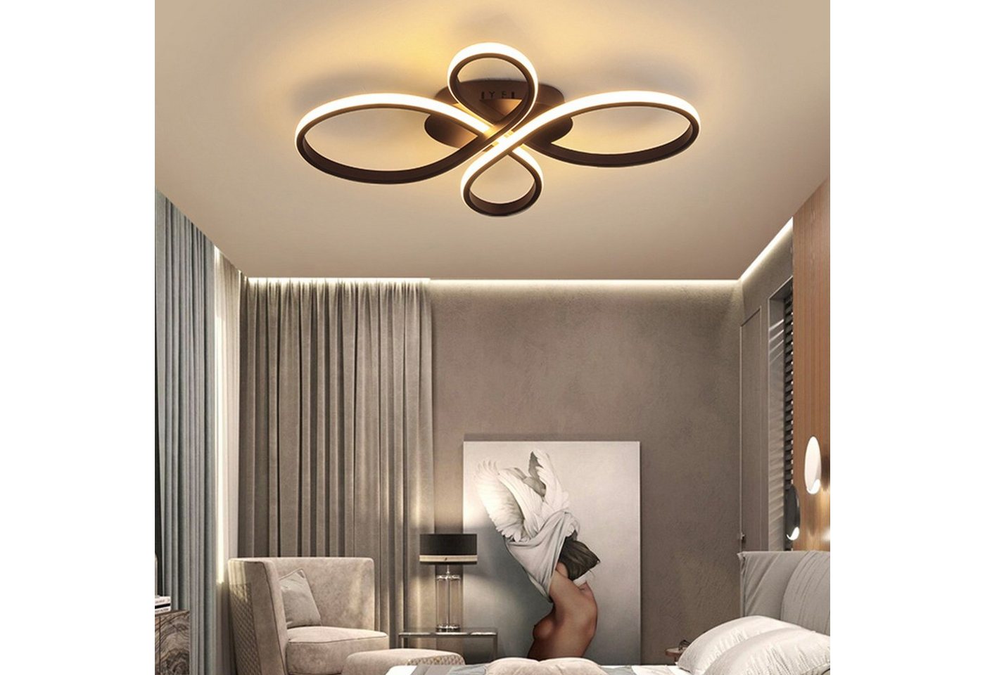 Daskoo Deckenleuchten 42W/74W LED Deckenlampe mit Fernbedienung Dimmbar Schlafzimmer, LED fest integriert, Warmweiß/Neutralweiß/Kaltweiß, LED Deckenleuchte, Stufenloses Dimmen von Daskoo
