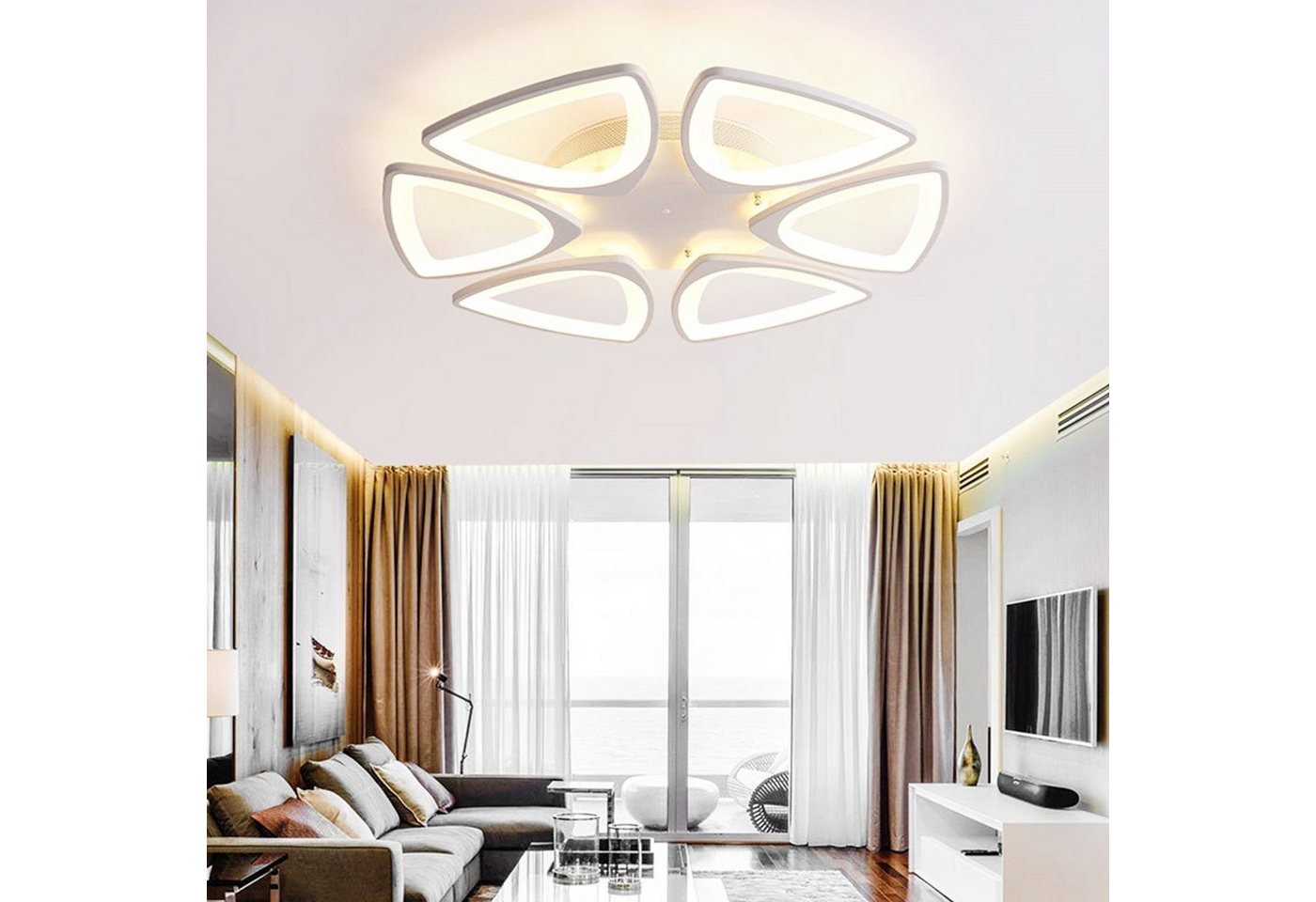 Daskoo Deckenleuchten 43W/54W Modern LED Deckenlampe mit Fernbedienung Dimmbar Wohnzimmer, LED fest integriert, Warmweiß/Neutralweiß/Kaltweiß, LED Deckenleuchte von Daskoo