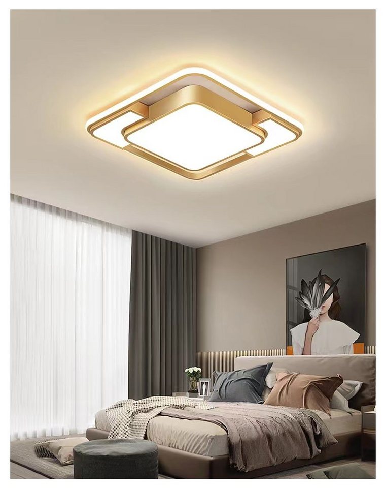 Daskoo Deckenleuchten 44W Quadrat LED Deckenlampe mit Fernbedienung Dimmbar Wohnzimmer, LED fest integriert, Neutralweiß, Warmweiß, Kaltweiß, LED Deckenleuchte stufenlos dimmbar von Daskoo