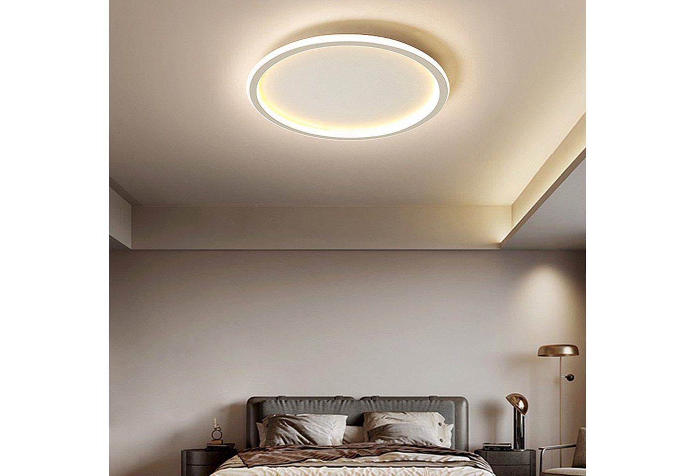 Daskoo Deckenleuchten 44W Rund LED Deckenlampe mit Fernbedienung Dimmbar Wohnzimmer, LED fest integriert, Neutralweiß, Warmweiß, Kaltweiß, LED Deckenleuchte stufenlos dimmbar von Daskoo
