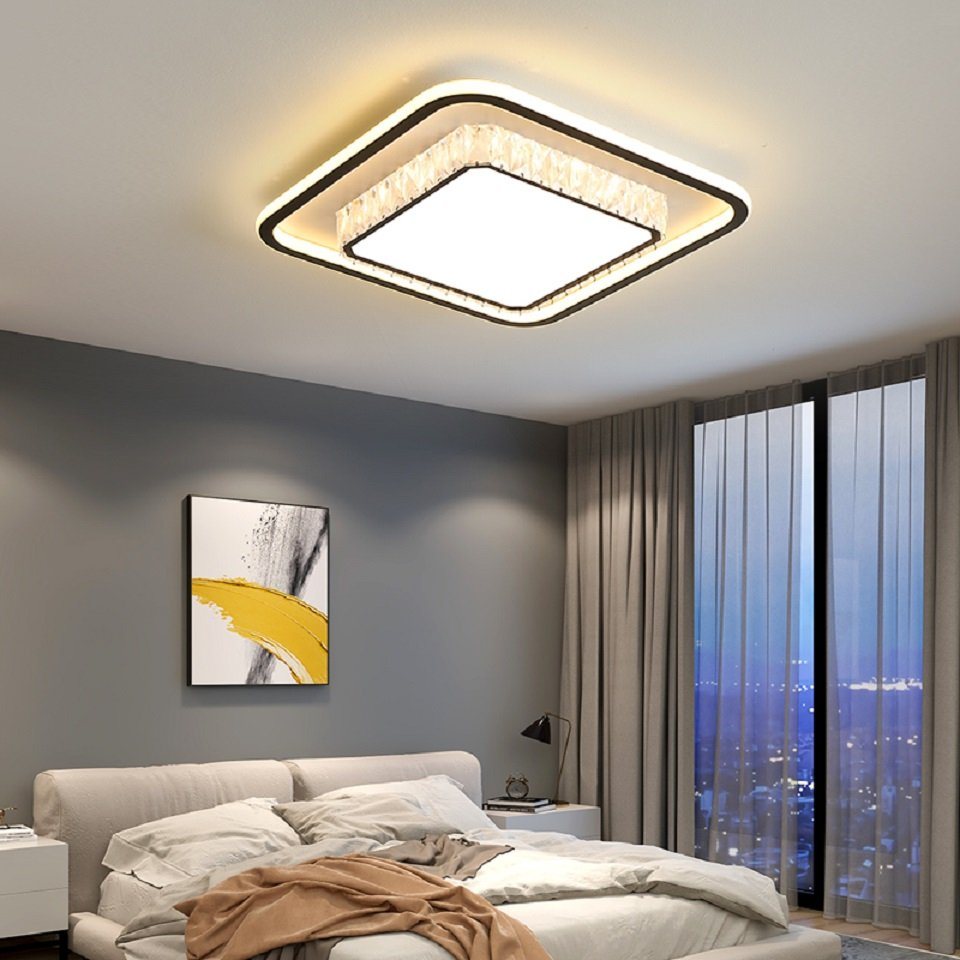 Daskoo Deckenleuchten 57W Quadrat LED Deckenlampe mit Fernbedienung Dimmbar Wohnzimmer, LED fest integriert, Neutralweiß, Warmweiß, Kaltweiß, LED Deckenleuchte stufenlos dimmbar von Daskoo
