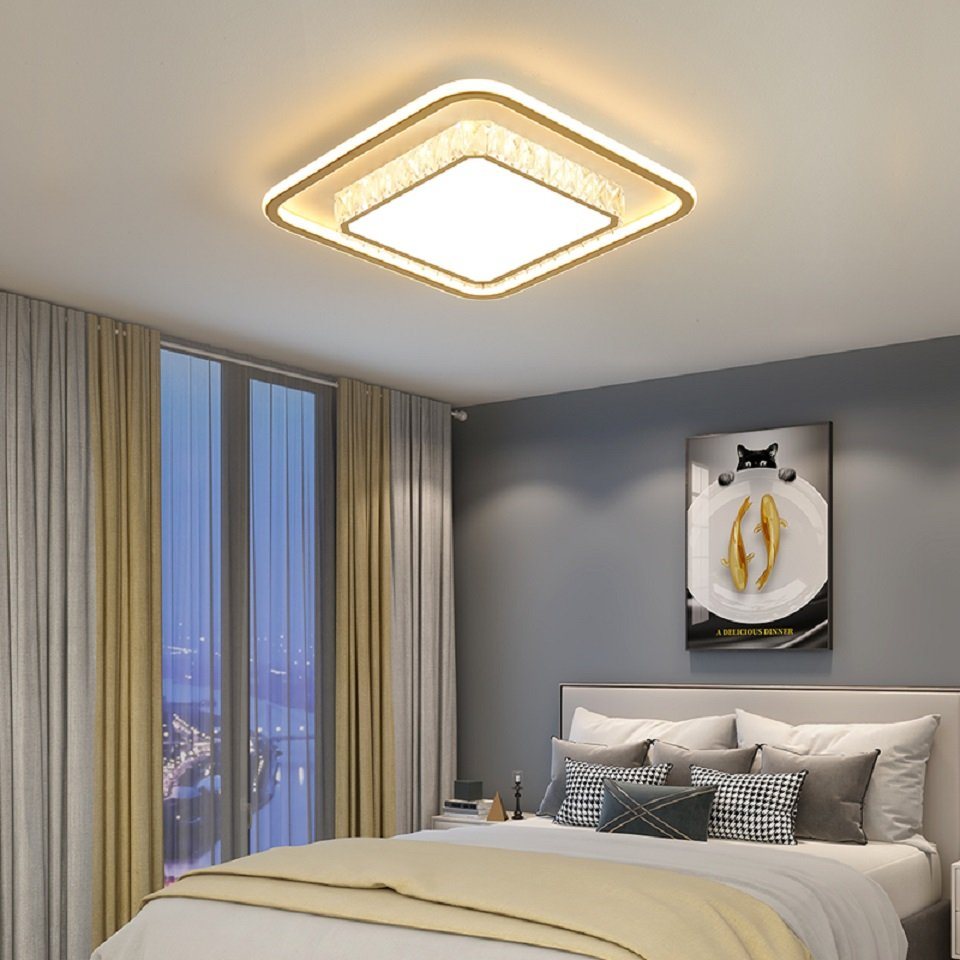 Daskoo Deckenleuchten 57W Quadrat LED Deckenlampe mit Fernbedienung Dimmbar Wohnzimmer, LED fest integriert, Neutralweiß, Warmweiß, Kaltweiß, LED Deckenleuchte stufenlos dimmbar von Daskoo